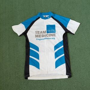 Jakroo Team Medicine Blue & White Cycling Jersey Sz Large
